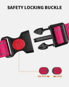 Conjunto de Correa y <span class=keywords><strong>Collar</strong></span> Ajustable Acolchado para Perro Mediano, <span class=keywords><strong>Collar</strong></span> Martingale Reflectante de 5 Pies con Cierre de Botón, Doble Asa, Nailon Rosa Intenso - Product Image 3