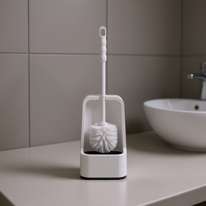 Ensemble de brosse de toilette avec support, en plastique blanc, outil de nettoyage pour salle de bain - Product Image 3