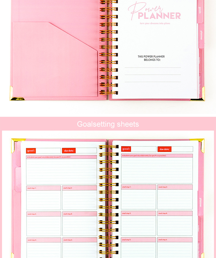 Wholesale 3 Color Ready to Ship A5 Size 272 Pages Power Planner for Personal and Business