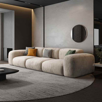 Juego de sofá Chesterfield minimalista italiano de lujo, terciopelo modular ligero con nuevo diseño directo de látex para sala de estar o salón