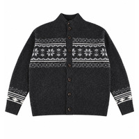 Nouveau Cardigan Rétro Jacquard en Polyester/Nylon pour Homme, Coupe Ample, Col Roulé, Manches Longues, Épais, Collection Automne 2026