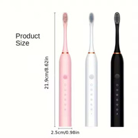 Cepillo de Dientes Eléctrico Ultrasónico Recargable por USB, Portátil, de Viaje, con 4 Cabezales de Cepillo y 6 Modos de Funcionamiento, Suave