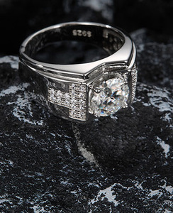 S925 Sterling <b>Silver</b> Bold Wide Band Main Stone Moissanite <b>Men</b> <b>Ring</b> Business Luxury Engagement Gift Trending Male Finger <b>Ring</b> - Product Image 5