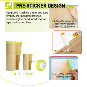 Nastro Adesivo in <span class=keywords><strong>Carta</strong></span> Kraft Wangogh Biodegradabile, Resistente alle Alte Temperature, Adesivo Acrilico Monofacciale Facile da Strappare, Impermeabile per Mascheratura Vernice <span class=keywords><strong>Auto</strong></span> - Product Image 2