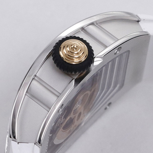 <span class=keywords><strong>Montre</strong></span> mécanique automatique de luxe en forme de tonneau de vin 0701 incrustée de diamants, cadran ajouré rouge pour femmes, idéale pour les rendez-vous et les dîners - Product Image 4