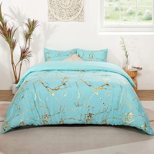 Bộ Chăn Ga Gối Bằng Vàng Đá Cẩm Thạch Kim Loại Lấp Lánh Bộ Chăn Ga Gối Ga Sang Trọng Sáng Bóng Cho Nam Nữ Cỡ <span class=keywords><strong>Queen</strong></span> 3 Cái - Product Image 2