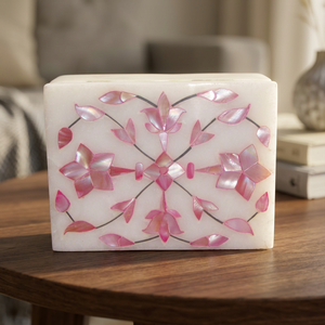 Boîte à bijoux carrée en marbre gravé Stonecrafts International MOP027 avec couvercle pour rangement et présentation, design moderne, livraison directe Uttar Pradesh - Product Image 3