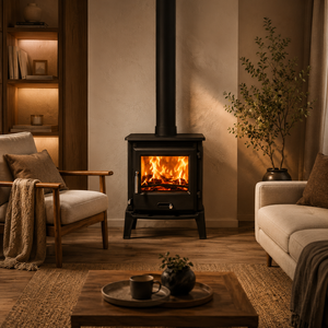 Chimenea Moderna de Leña, Estufa de Leña Independiente de Hierro Fundido, Calefacción Interior para el Hogar, Diseño de Lujo - Product Image 1