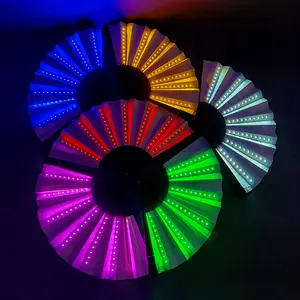 Хит продаж 2023, украшение для танцевальной вечеринки, светящийся 13-дюймовый красочный ручной Abanico, светодиодные складные вентиляторы со светодиодной подсветкой