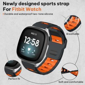 Vente en gros pour <span class=keywords><strong>Fitbit</strong></span> <span class=keywords><strong>Versa</strong></span> 4 / <span class=keywords><strong>3</strong></span> / Sense2 / 1 xDfind Bracelet de montre intelligente en silicone bicolore à tête plate - Product Image 4