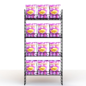 Khoai tây chiên có thể điều chỉnh 4 tầng kim loại điểm mua bán lẻ hiển thị với dây kệ kim loại Pop Kệ hiển thị giá - Product Image 3