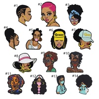 Patchs brodés thermocollants en sergé pour filles noires afro-américaines