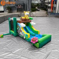 Château gonflable personnalisé Ceyu pour fête d'anniversaire sur le thème de la jungle, aire de jeux extérieure avec toboggan pour enfants