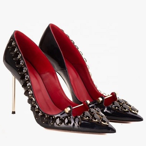 Escarpins à talons aiguilles pour femmes, grande taille 45, avec strass et découpe diamant, sandales d'été à talons fins - Product Image 3