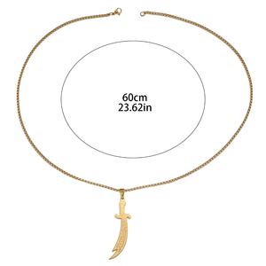 Scimitar Zulfiqar pisau pedang Ali Shia jimat Quran Islam baja tahan karat liontin mode perhiasan kalung grosir - Product Image 3