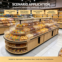 Meuble de présentation multi-niveaux pour snacks, comptoir de présentation en bois grainé pour supermarché, fruits secs, noix et bonbons, étagère alimentaire en bois