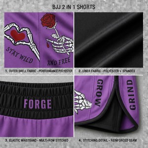 Shorts Deportivos 2 en 1 para Mujer, Cintura Alta con Forro de Compresión Incorporado, Estampado de Esqueleto, para Gimnasio, Running, MMA, Boxeo, Personalizados - Product Image 3