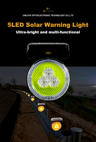 Feu de signalisation routière à 5 LED haute intensité, prismatique, non-réfléchissant, à énergie solaire, avec fixation magnétique, protection IP66, clignotant, en ABS