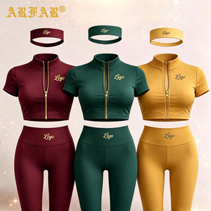 Nuova Collezione 2026: Set da Palestra di Lusso <span class=keywords><strong>per</strong></span> <span class=keywords><strong>Donna</strong></span>, Giacca Crop Personalizzabile e Leggings Yoga, 3 Pezzi - Product Image 1