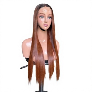 Venta al por mayor de alta calidad vietnamita virgen pelo humano hueso recto Color marrón largo 8-32 pulgadas pelucas mujeres transparente suizo - Product Image 1