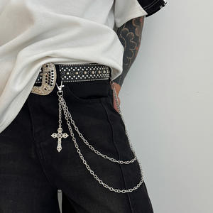 Dark Punk Style <span class=keywords><strong>Skull</strong></span> Cintura Cadena Hombres Jeans Pantalones Cadena Personalidad Street Hip-hop Accesorios - Product Image 5