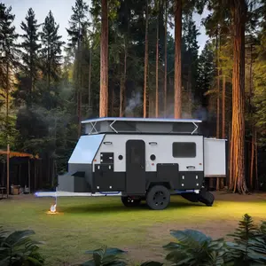 2024 nuovo rimorchio Camper 4x4 in alluminio fuoristrada da 12 piedi con cucina scorrevole e tenda per il campeggio