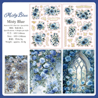 Autocollants imperméables en PET de la série Collection de fleurs pour fenêtre, autocollants de carnet de notes à motifs floraux estampés à chaud, en promotion