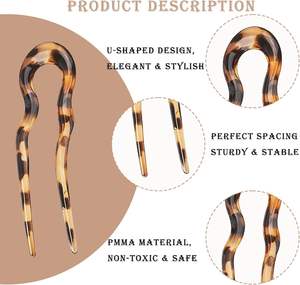 Horquilla para el pelo de 13 cm de tamaño grande con diseño de onda, pinza para moño, horquilla en forma de U de acrílico para niñas y mujeres - Product Image 3