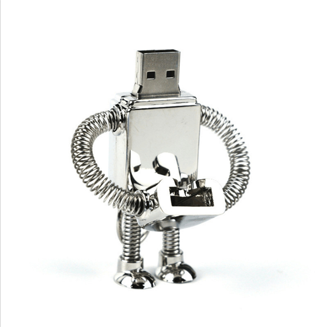 Silver Robot USB Flash Drive With Custom Engraving for Corporate Events Phone Computer Storage 256GB 512GB