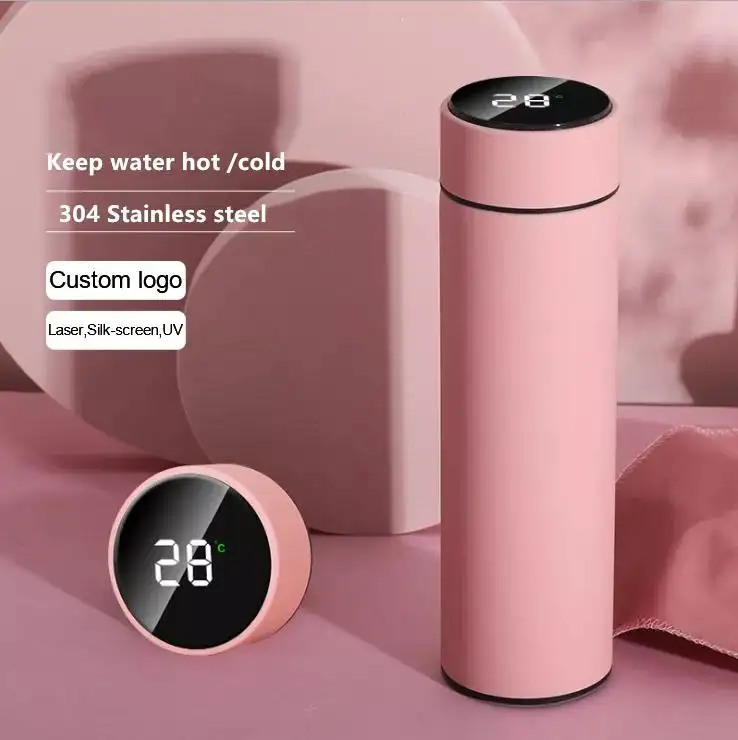 Termo digital con diseo 500 ml termos de agua vasos termicos vasos Acero inoxidable botella de agua Pantalla de temperatura
