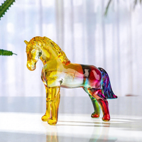 Ornements en verre cristal en forme de cheval Tang colorés, directement de l'usine, pour salon et bureau, idéal pour l'inauguration et les cadeaux de pendaison de crémaillère
