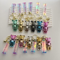 En gros Porte-clés en acrylique 3D : Couple d'ours agressifs, Pendentifs clochettes ours en peluche, Porte-clés de voiture, Ornements de sac, Porte-clés anime et dessin animé