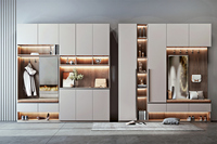 Meuble de rangement à chaussures moderne de luxe avec éclairage LED, 2 tiroirs, armoires basses pour l'entrée d'un appartement/villa/hôtel