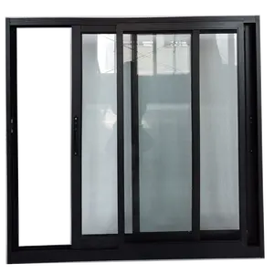 Hurricane Proof Outdoor Double Tempered Glass Sliding Windows French Style Apartment Aluminum Window