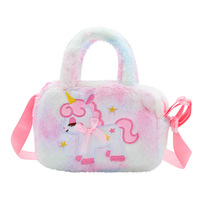 Sac à dos et sac à main en peluche licorne pour la rentrée scolaire, design animé pour tout-petits