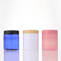Bocaux en plastique transparent PET avec couvercles en bambou personnalisés, blancs, pour crèmes cosmétiques, 100g, 50g, 200g, pour soins de la peau