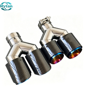 Puntas de escape de fibra de carbono Rytan universales de acero inoxidable y carbono brillante <span class=keywords><strong>para</strong></span> <span class=keywords><strong>Akrapovic</strong></span> con interior azul <span class=keywords><strong>para</strong></span> <span class=keywords><strong>Akrapovic</strong></span> - Product Image 1