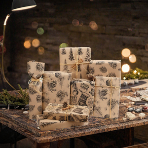 Christmas PE Kraft Paper Gift Wrapping Roll Bell Floral Packaging Paper for Flower <b>Bouquet</b> Gift <b>Box</b> - Product Image 2