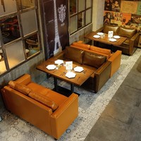Style antique américain Restaurant Cafe Shop personnalisé en cuir canapé Booth hôtel cantine dossier canapé commercial ensemble de meubles