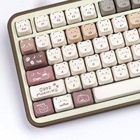Set Keycap Desain Kopi & Wajah Kucing MAO Super Lucu untuk Sublimasi HI75 HI8 S99 F99 104 F87 Kompatibilitas Universal USB/PS2