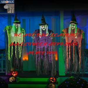 Decorazioni Classiche da Appendere per Halloween a Tema <span class=keywords><strong>Strega</strong></span>, Spaventose e Inquietanti, in Tessuto Arancione, Verde e Viola per Feste, Tavola, Casa Stregata e Oggetti di Scena per Bar - Product Image 2