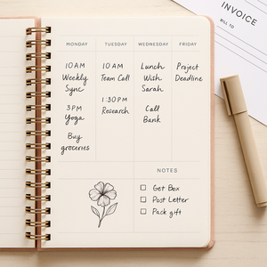 LABON Blush Pink Weekly <span class=keywords><strong>Planner</strong></span> A5 Cuaderno de tapa dura de lino <span class=keywords><strong>con</strong></span> encuadernación en espiral <span class=keywords><strong>con</strong></span> diseño de cuadrícula minimalista para trabajo y estudio - Product Image 6