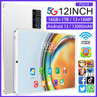 Tablette Android 12 pouces double SIM 8 Go + 256 Go, écran capacitif 14 Pro, processeur MTK Octa Core, fonction d'appel éducative, nouveauté