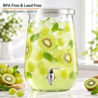 Distributeur de boissons en verre 8L avec robinet en acier inoxydable, pot à eau et jus transparent pour zone de repos de studio de fitness