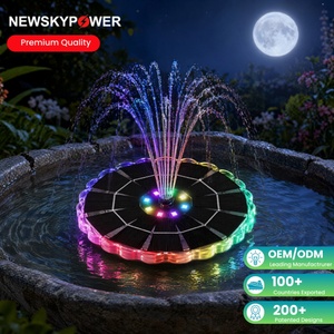 Fuente Solar Flotante Mejorada con Bomba Sumergible, Batería de Litio Integrada, Luz RGB, 7 Estilos de <span class=keywords><strong>Agua</strong></span>, IP68 para Pecera o Patio - Product Image 1