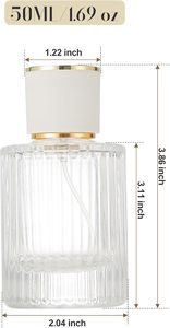Flacon de parfum vide en verre rond de luxe de style vintage personnalisé de 30 ml et 50 ml avec pulvérisateur à pompe, options d'impression sérigraphique OEM - Product Image 2