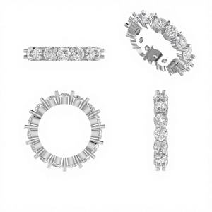 Anillo de Eternidad de Oro con Diamantes, Talla US 8, Brazalete de 7 Pulgadas, 2mm/4mm, 2 Colgantes Médicos Personalizados - Product Image 1