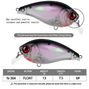 Leurres durs SNEDA 7,5 cm 13 g, 5 couleurs disponibles, leurres de pêche réalistes pour le bar, le brochet, le lucioperche, vente en gros disponible - Product Image 2