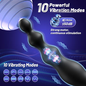 Premium Silikon 10 Titreşim Modlu Çekmeli Boncuklu Anal Plug Değnek Vibratör Erkek Prostat Masaj Aleti Anal Boncuklu Plug G Noktası Seks Oyuncakları - Product Image 6