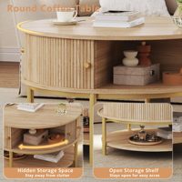 Table basse ronde moderne de 23,6 pouces avec rangement, tables basses rondes à 3 niveaux pour le salon